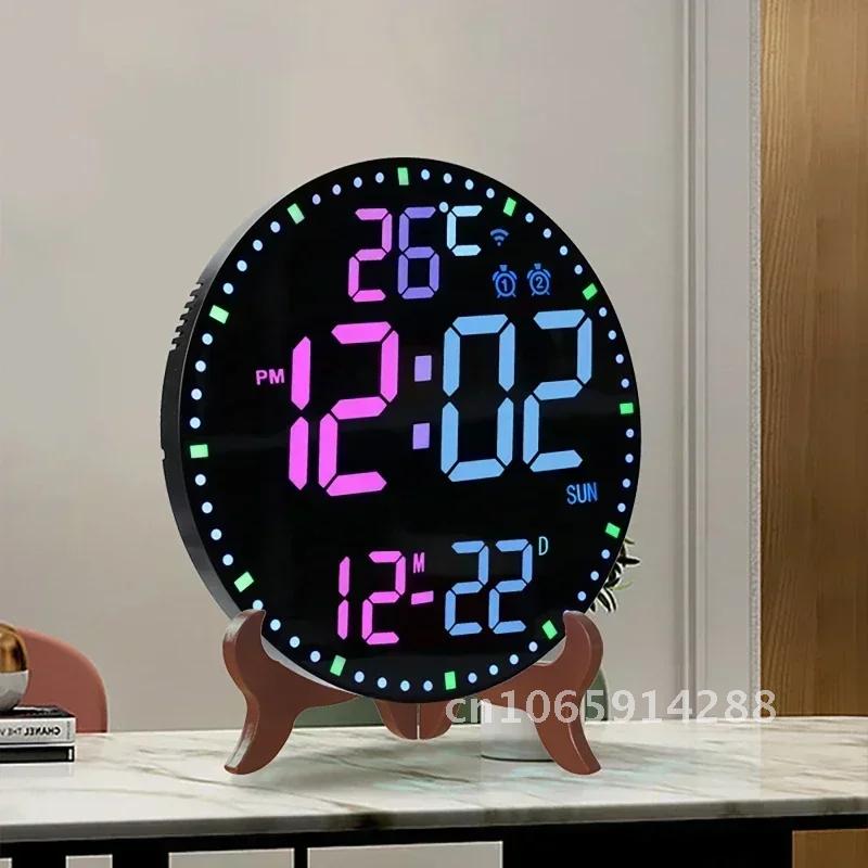 WiFi LED домашние календарные часы Отображение даты и времени Часы Двойной пульт Настенное украшение Будильники