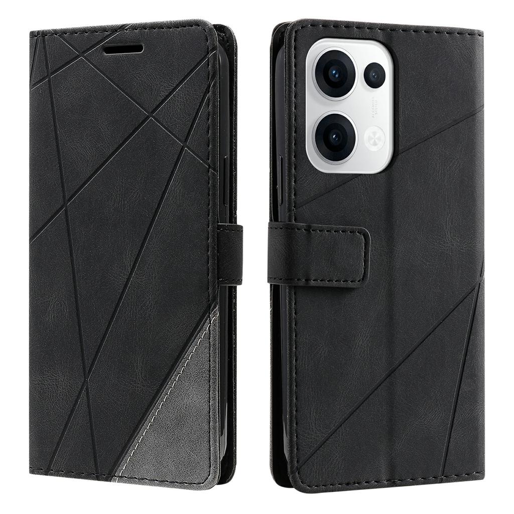 Для Oppo Reno13 5G (Глобальный) Чехол с тиснеными линиями, кошелек из искусственной кожи внахлест, чехол для телефона