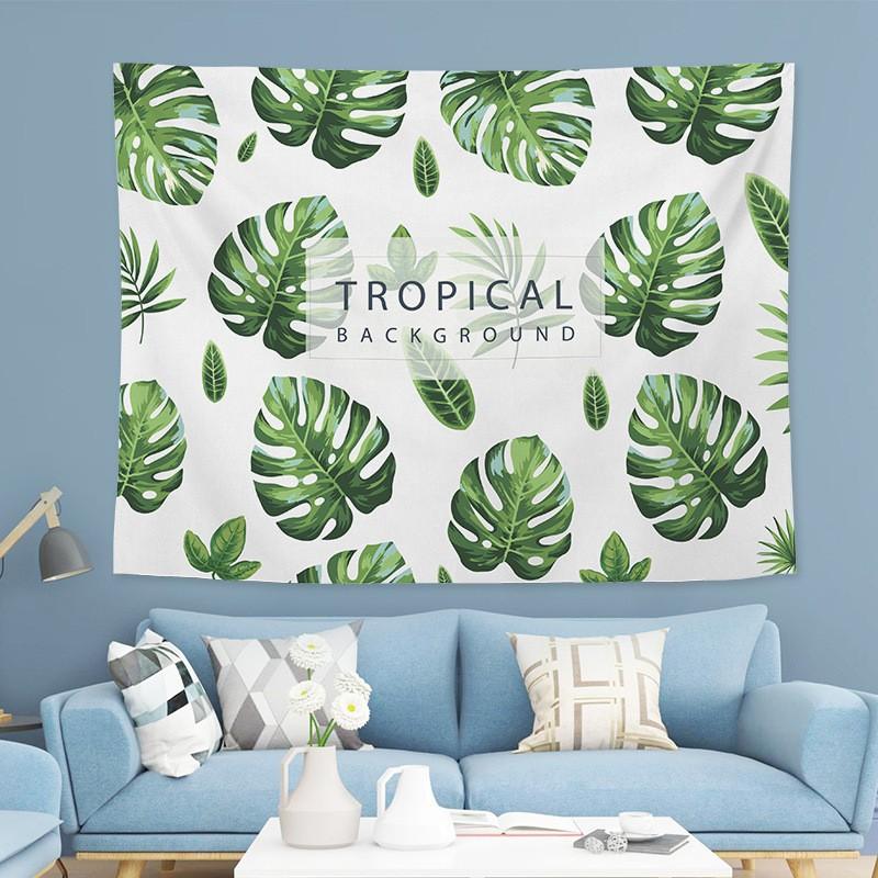 Tropical Plant Wall Tapestry Jungle Green Leaf Print Wall Hanging for Living Room Bedroom Dorm Home Decor