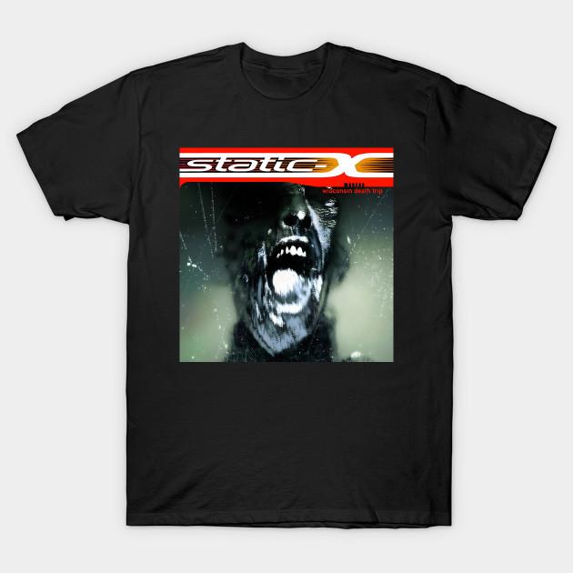 Men Black Print T-shirt Static-X // Wisconsin Death Trip No-Cut Transfer Paper Print Cotton Tshirt