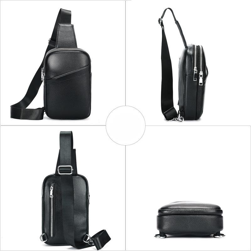 Genuine Leather Men's Chest Top Layer Cowhide Shoulder Crossbody Bag Men's Stylish Casual Sports Leather Small Body Bag