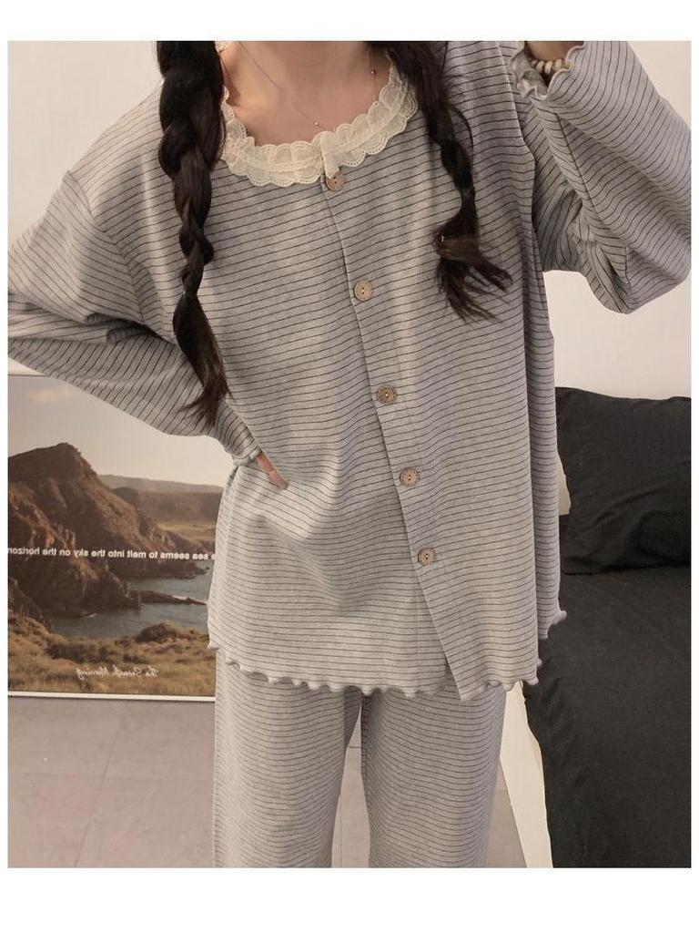 Хлопковая пижама для беременных на весну/осень - Одежда для кормления и послеродовая одежда для беременных женщин