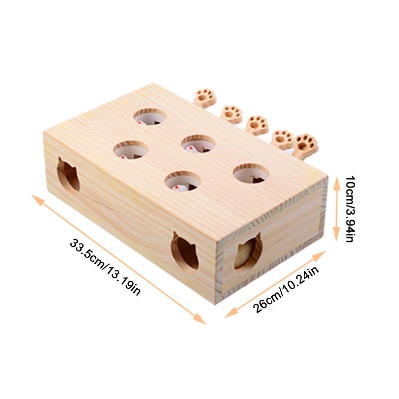 Деревянная игрушка-whack-a-mole (крот) для кошек, интерактивная развивающая головоломка для домашних кошек и котят