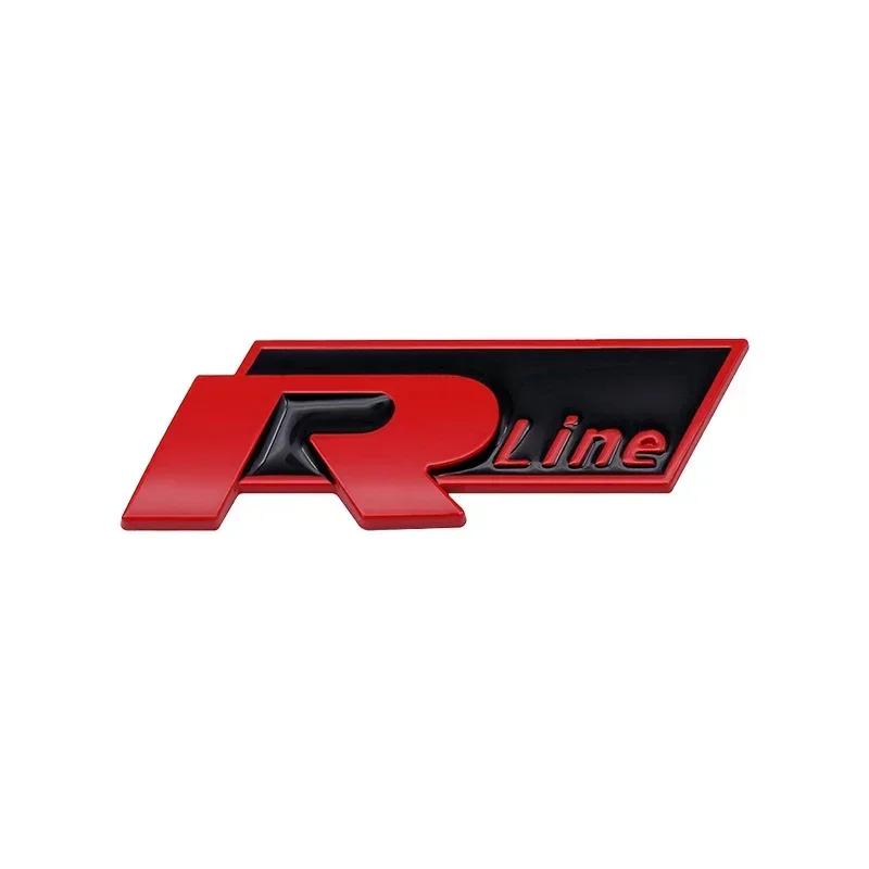 PCVHD1 R Logo Badge 3D Metal Car Metal Body Tail Trunk Sticker For Volkswagen VW Touran Beetle Golf Passat Jetta Polo Bora CC Lavida