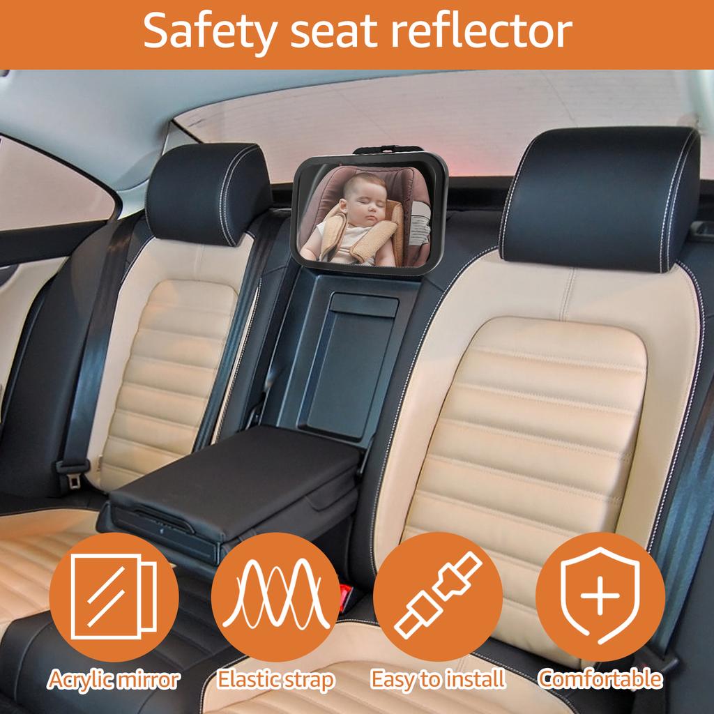 Детское автомобильное зеркало с регулируемым ремешком, небьющееся акриловое зеркало для детского автокресла, зеркало для детского автомобиля с широким обзором, зеркало заднего вида для автомобиля