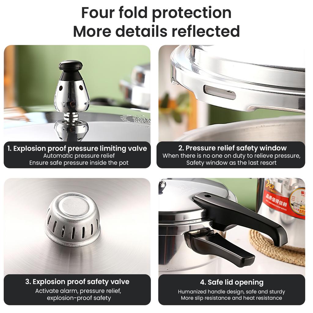 4/6L Aluminum Pressure Cooker Gas Stove Induction Cooker Household Kitchen Explosion-proof Multifunctional Pressure Cooker