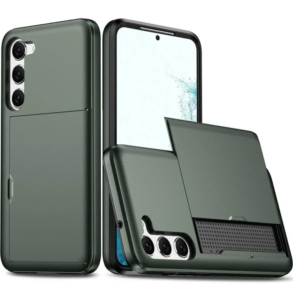 Case For Samsung Galaxy S25 Edge S24 S22 S23 S21 S20 FE 20 Ultra Plus Card Holder Slot Protective Shockproof Wallet Cover