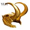 Creative Gifts for Cat Lovers Horn Crown Helmet, Golden Headpiece, with Ear Holes, Photo Props Pet Funny Cosplay Helmet Halloween Theme Parties Party