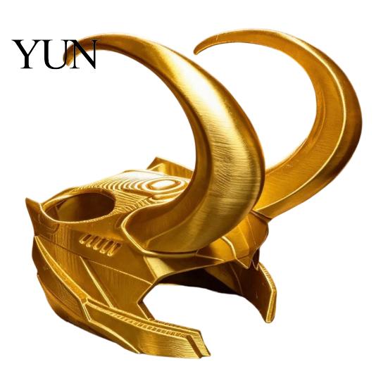 Creative Gifts for Cat Lovers Horn Crown Helmet, Golden Headpiece, with Ear Holes, Photo Props Pet Funny Cosplay Helmet Halloween Theme Parties Party