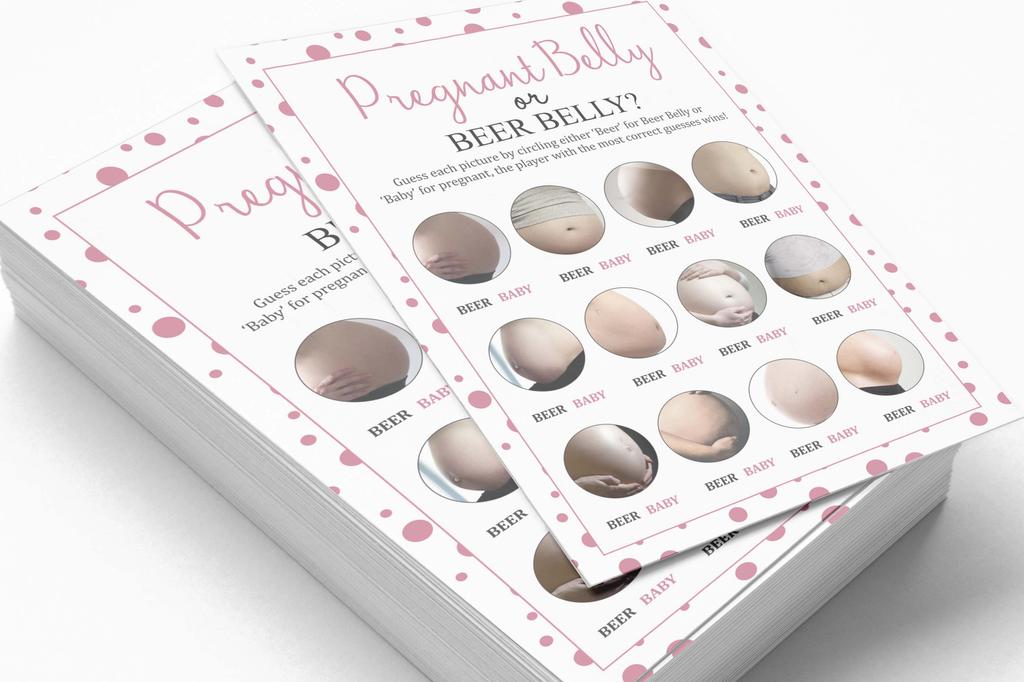 Inkdotpot Игра Baby Belly или Beer Belly Игра Baby Shower Карточки Игровые принадлежности для вечеринок Карточки с активностью Baby Shower Гендерно-нейтральные игры Мальчик или девочка