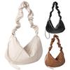 Women Pleated Dumpling Bag Large Capacity PU Drawstring Hobo Bag Stylish Crossbody Bag Adjustable Strap for Outdoor Travel