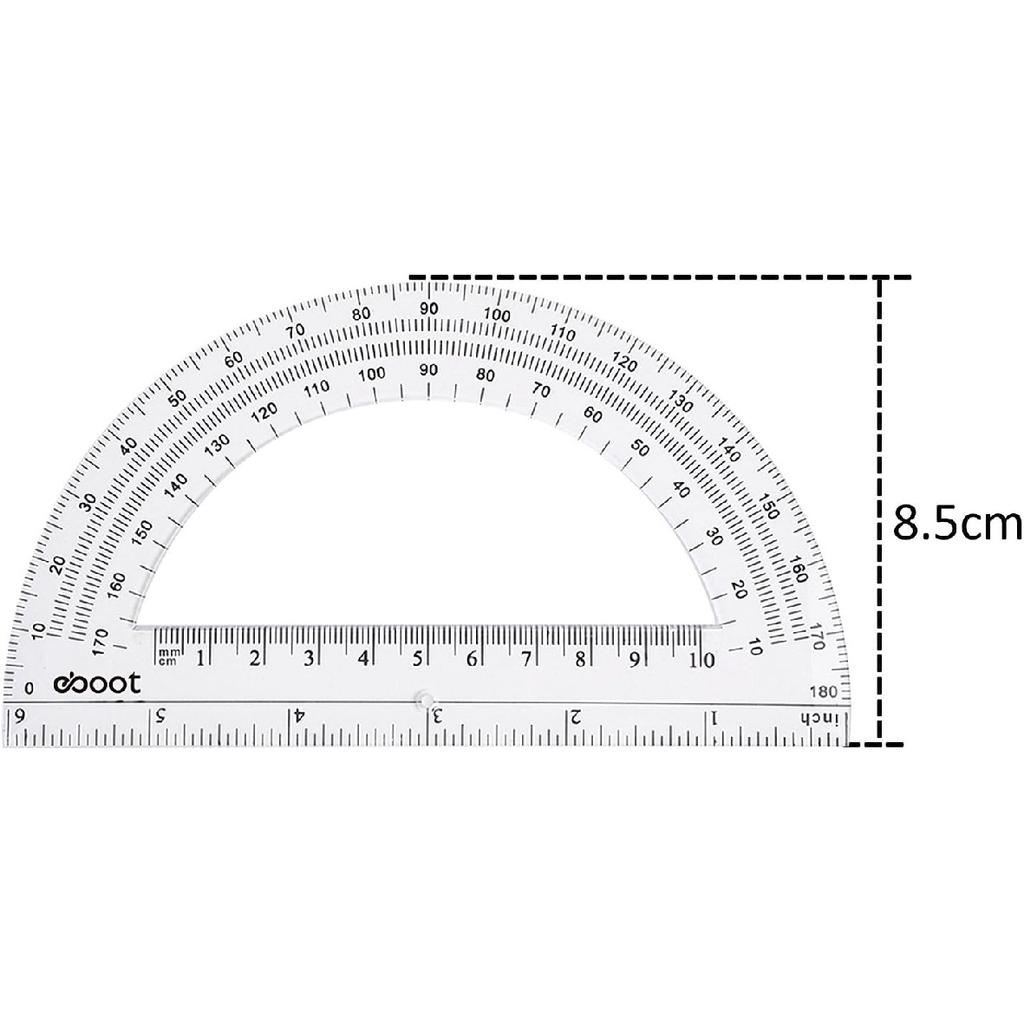 EBOOT 2 Pcs Plastic Protractor Clear 180 Degrees Transparent Protractor for Geometry, 4 Inch and 6 Inch