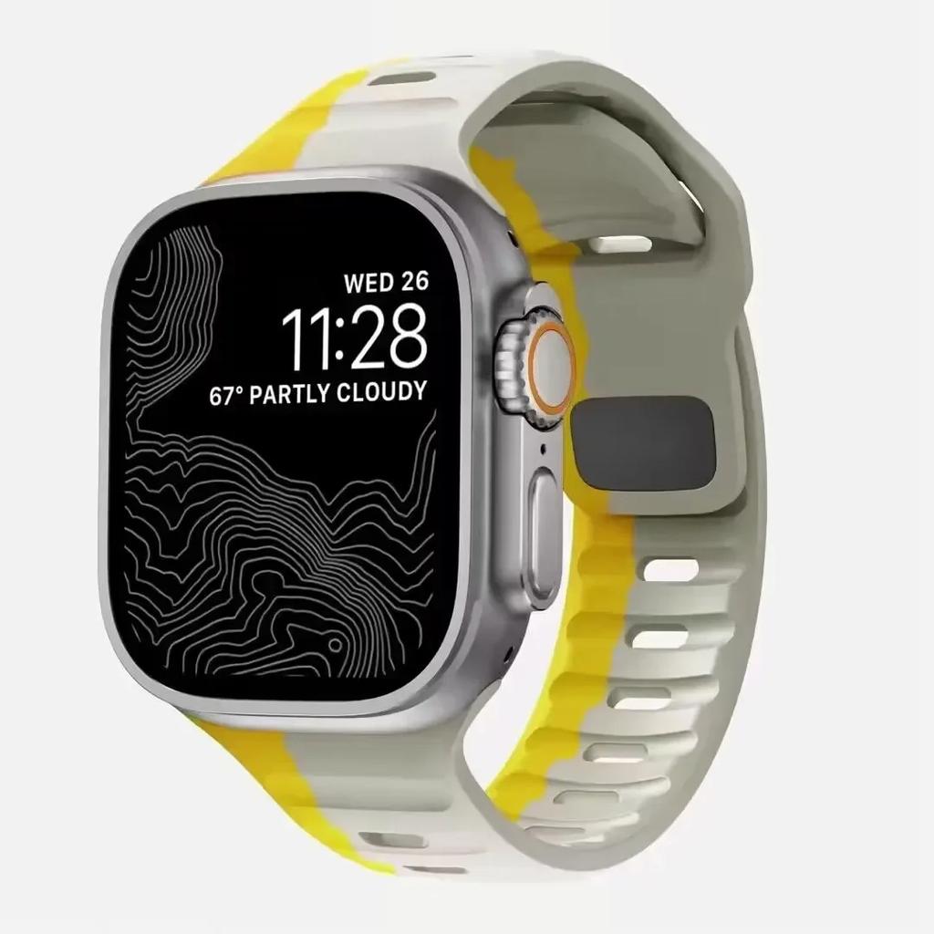 Спортивный ремешок для Apple Watch Ultra 9 8 7 6 SE 5, мягкий силиконовый легкий браслет-ремешок для iWatch 38 мм, 40 мм, 42 мм, 44 мм, 45 мм, 49 мм