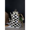 Чайник элитный, эмалированный в шахматную клетку — черно-белый чайник стильного дизайна
