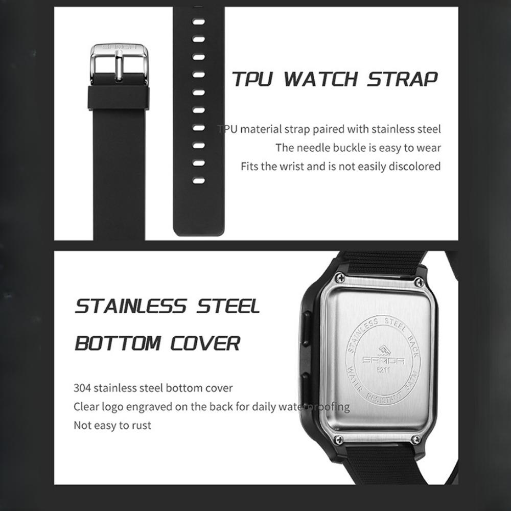 SANDA Модные электронные часы Многофункциональные квадратные спортивные часы-хронограф Водонепроницаемые наручные часы Бизнес-часы