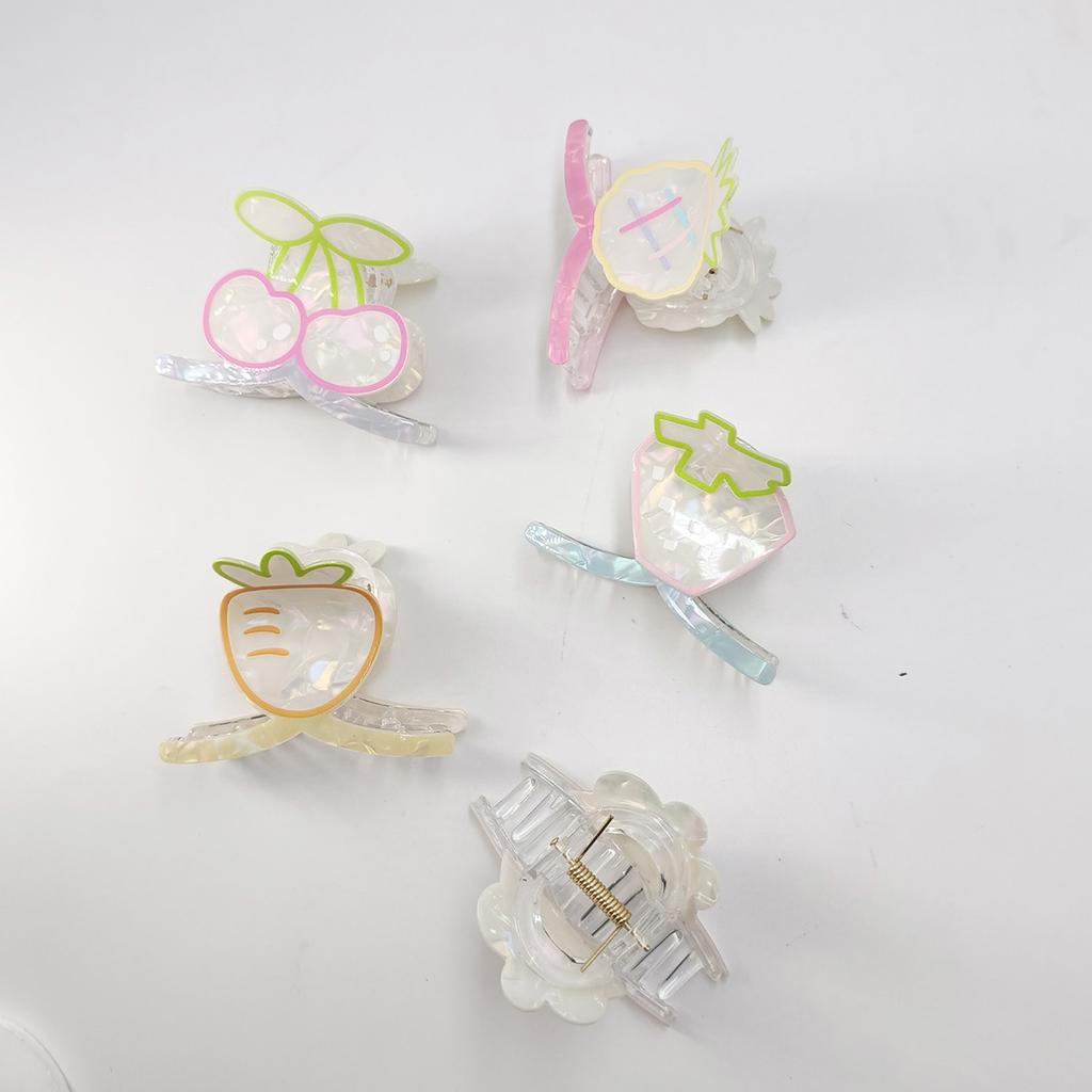 Супер милые дофаминовые заколки для волос для девочки, цвет прозрачный акрил, мультяшные фруктовые заколки, женские аксессуары для волос
