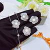 Women Jewelry Set French Luxury Pearl Camellia Flower Ring Earrings Bracelet Necklace Elegant Fashion Accessories