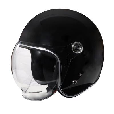 MOTO BASE SG/PSC Стандартный мотоциклетный винтажный шлем-джет со щитком | MBHL-VJ01S | Черный/Свободный размер (57-60см)