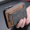 Trendy Luxury Men's Wallet Designer Male Short Zipper Leather 3 Fold Money Clip Card Holder High Quality Retro Coin Purse