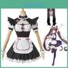Nekopara Chocola Vanilla Костюм для косплея горничной-кошки Парик Дышащий Изысканное исполнение