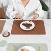 Faux Leather Placemat Coaster Dining Table Heat Insulation Pad Dual Side Waterproof Placemat for Kitchen Countertops Dining Tables