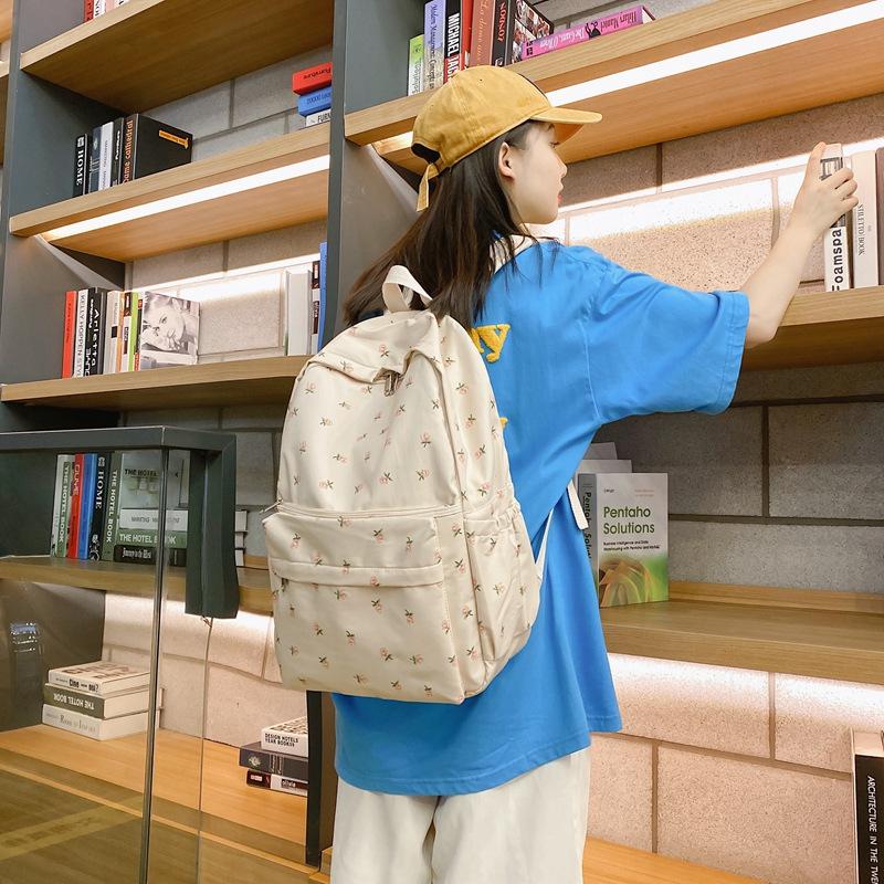 Fashion Floral Backpack For Women Waterproof Nylon Rucksack Teenager Large Capacity Student School Bag Travel Girls AVE