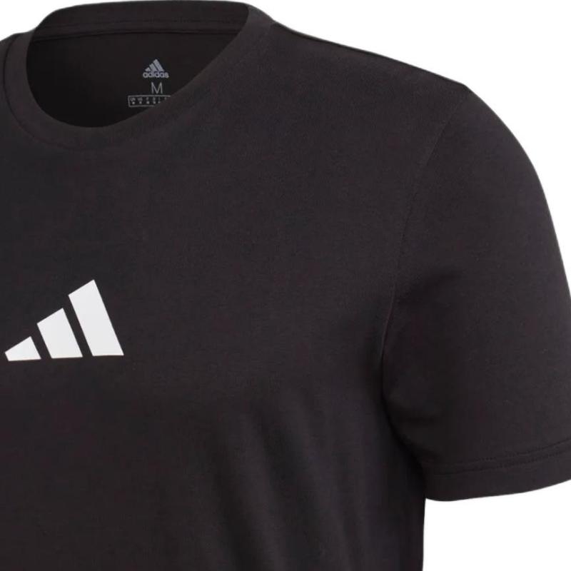adidas Мужская футболка с коротким рукавом, удобный пуловер с круглым вырезом, спортивная, топы, черная FN1730