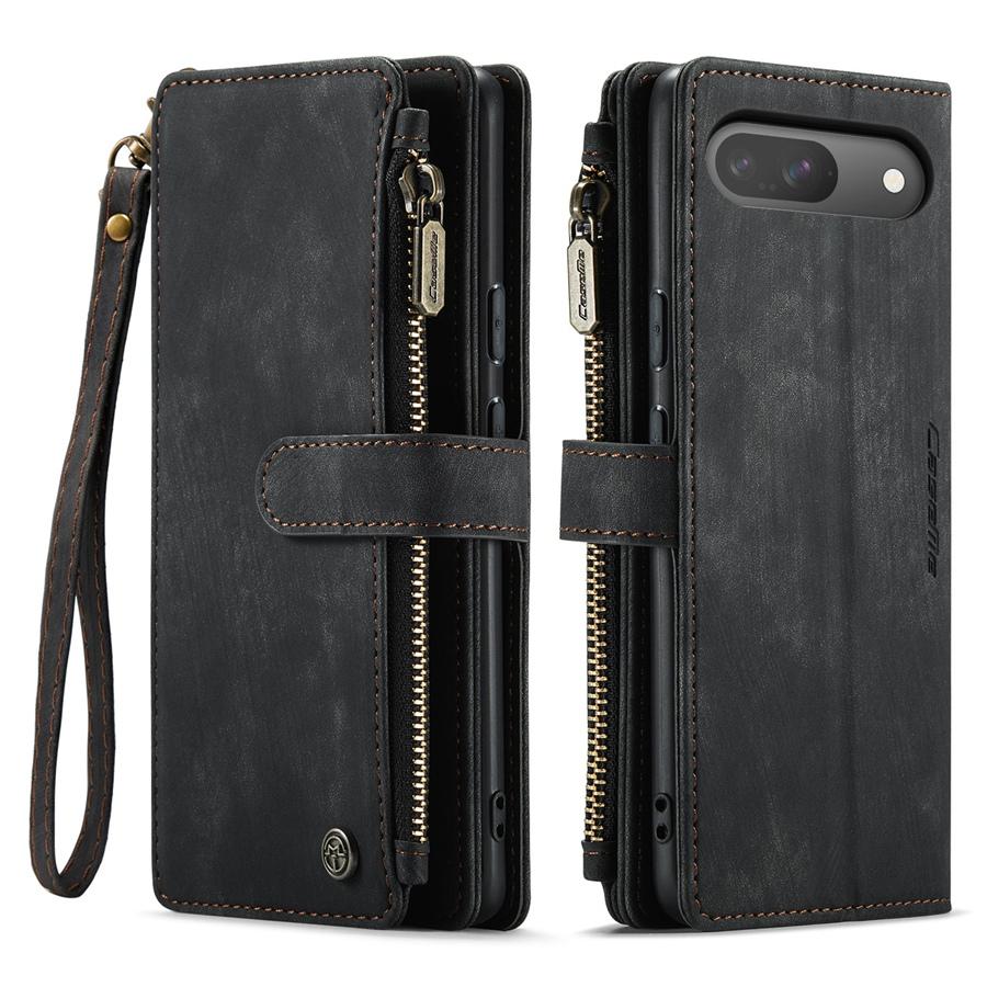 Large Capacity Multi-Card Zipper Wallet Phone Case with Hand Strap for Google Pixel 9 8 Pro Pixel 8a 7a Redmi Note 10 9 Pro Coin Pocket Phone Bag