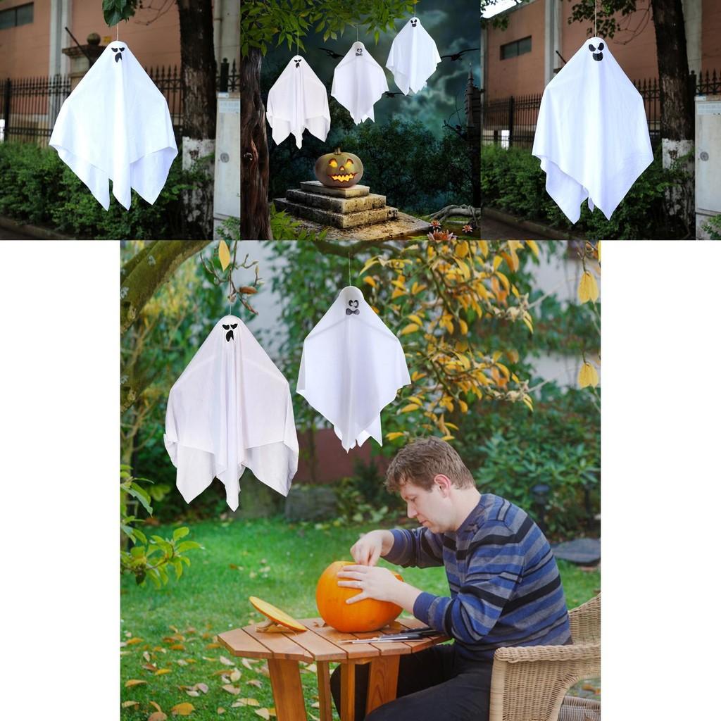 Whimsical White Ghost Hanging Decoration For Spooky Haunted House Halloween Decor