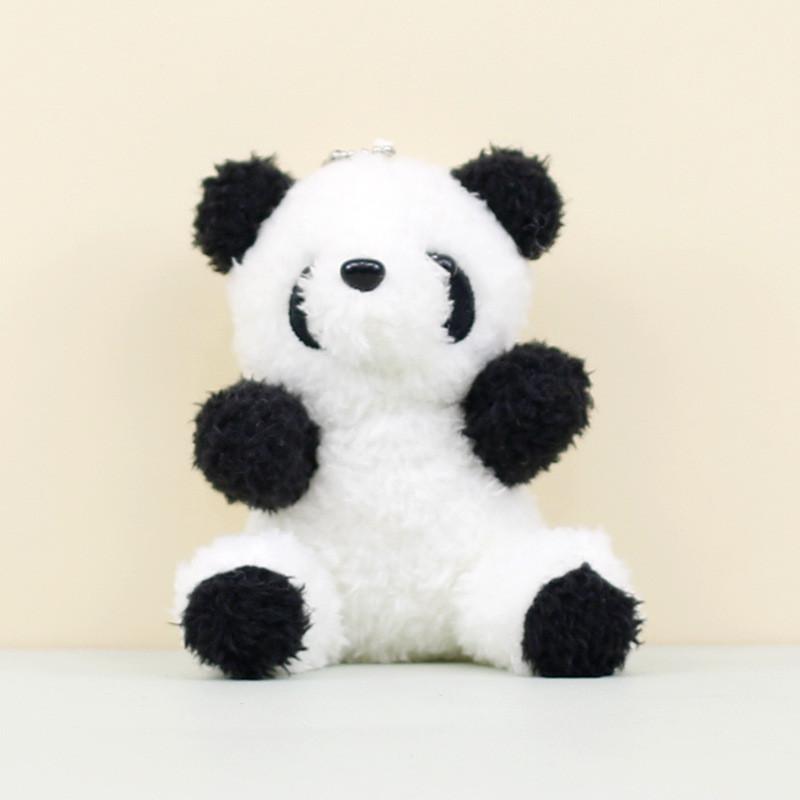 Adorable Curly Panda Plush Toy Keychain Soft Coral Fleece Stuffed Animal