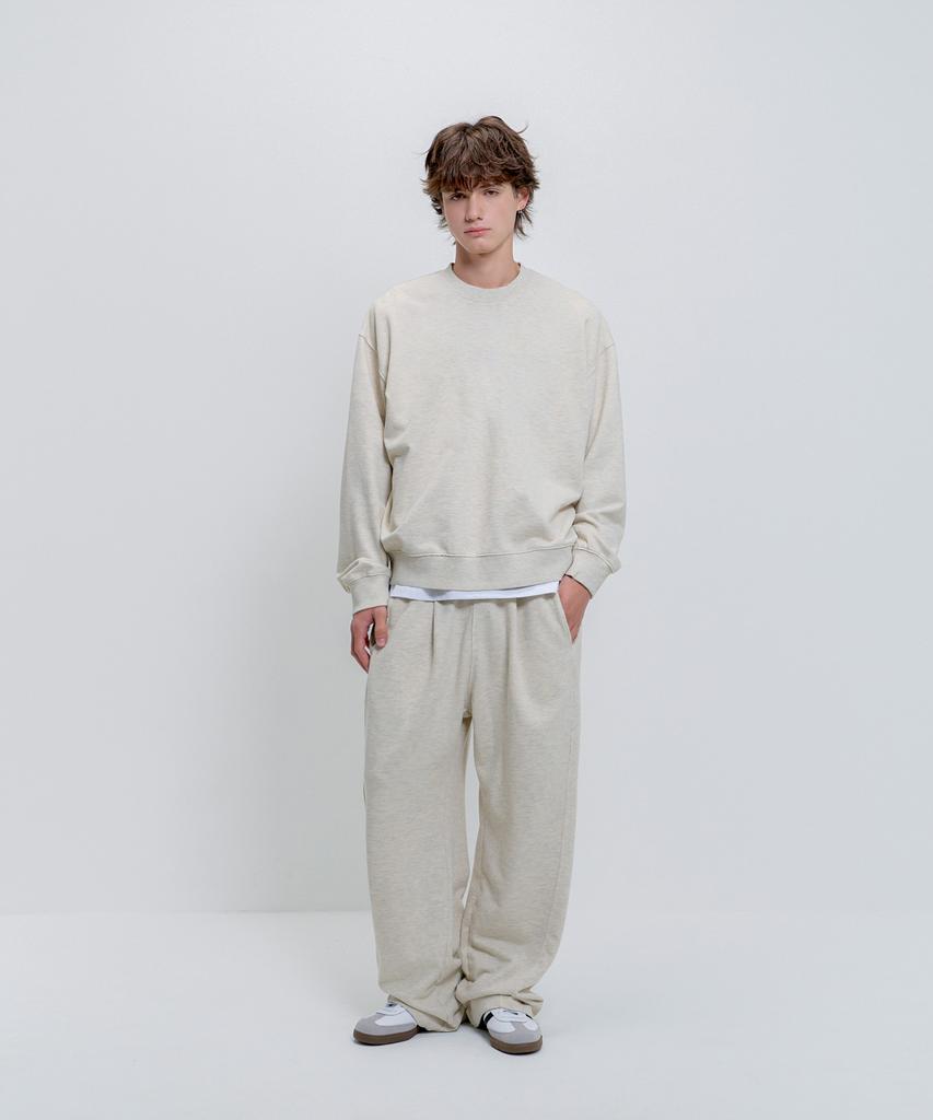 PSSHOPPER Curved Washed Wide Sweatpants [Cream]