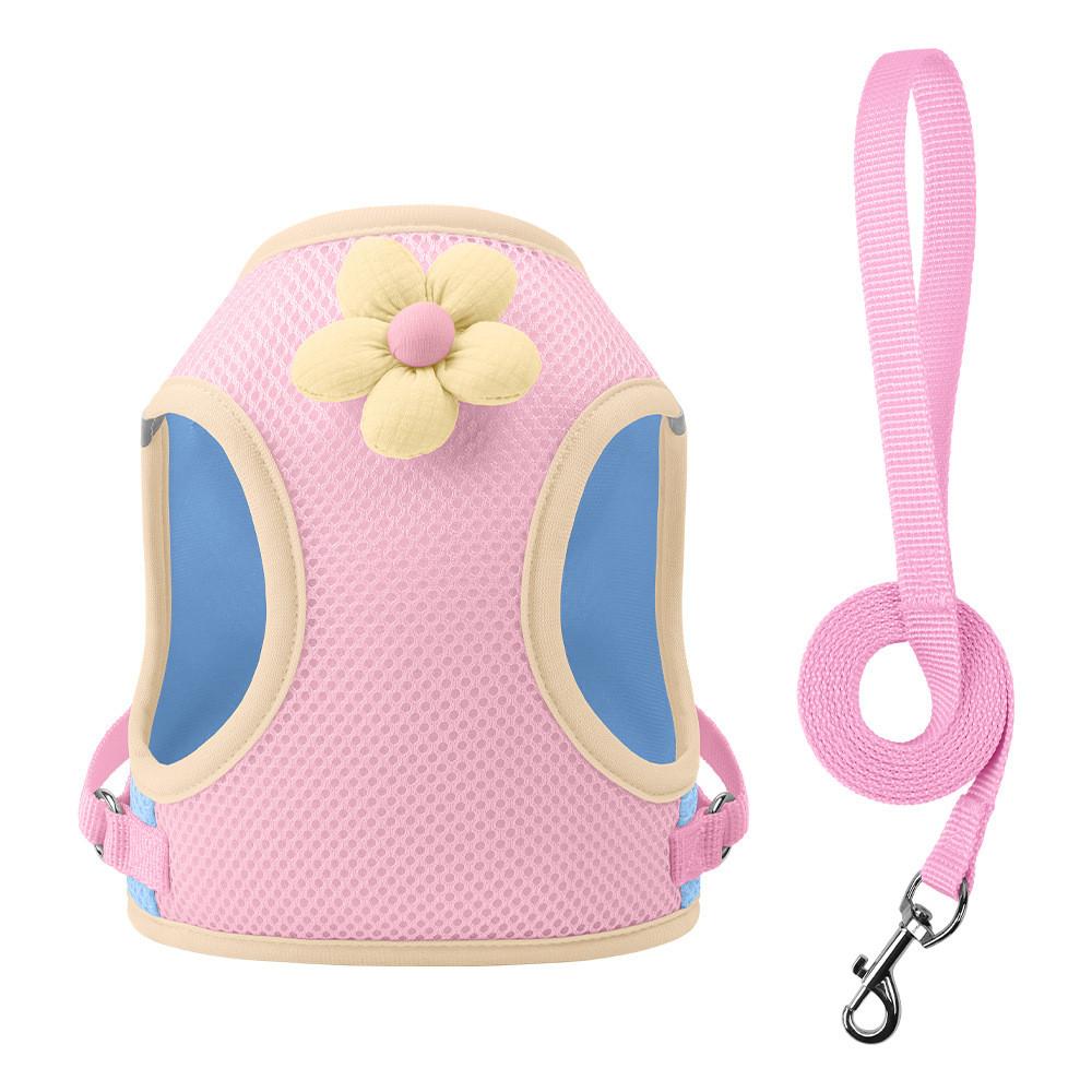 Pet Harness For Small Dogs In Pink Yellow Green Colors Breathable And Reduces Pulling
