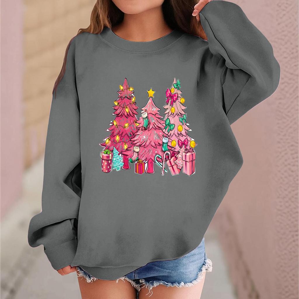 Children's Fashionable Casual Long-sleeved Loose Christmas Print Pullover Sweatshirt