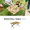 IRIS OHYAMA Wood Roll Table 90cm Wide x 60cm Deep x 44cm High Made of Acacia Wood with Storage Easy Ideal for Outdoor Camping (WRT-90) - Approx. -