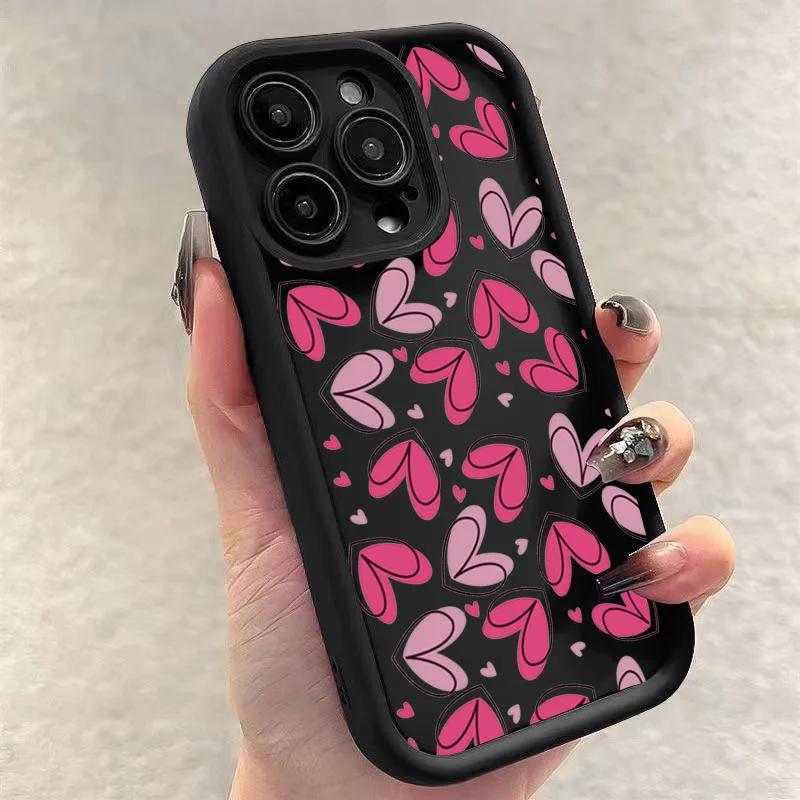 Розовый чехол для телефона в форме сердца из мягкого силикона для iPhone 17 16 15 14 13 12 11 Pro Max 16e X XR 7 8 Plus Ударопрочная задняя крышка