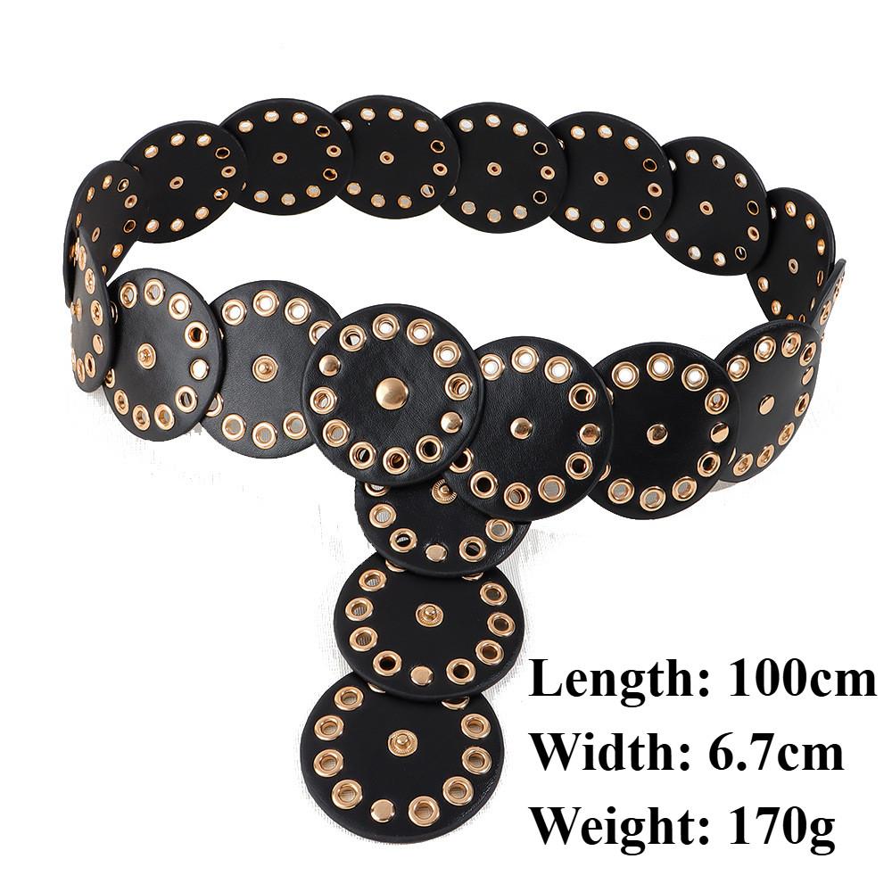 [Gorgeousxx] Retro Creative Disc Leather Belt for Women Simplicity Punk Waist Seal Wearing Accessories