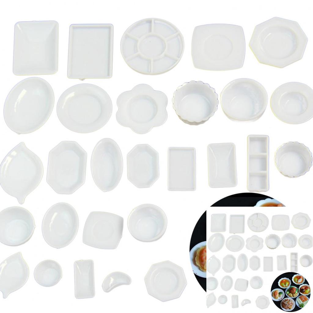 Baby Acc store 33 шт./компл. 1/12 кукольный домик из смолы прозрачная миниатюрная тарелка блюдо кухонная посуда игрушка