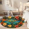 Dragonfly Round Area Rug Design for Bedrooms Balcony Kitchen Entryway Anti-slip Round Rug Decorate Offices Wedding Party Gift