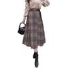 Асимметричная расклешенная миди юбка в клетку Глен Хай с юбкой J-Scott, Длина, Клетка, Талия, Твид, Пояс, Коричневый, JS23-BR-M