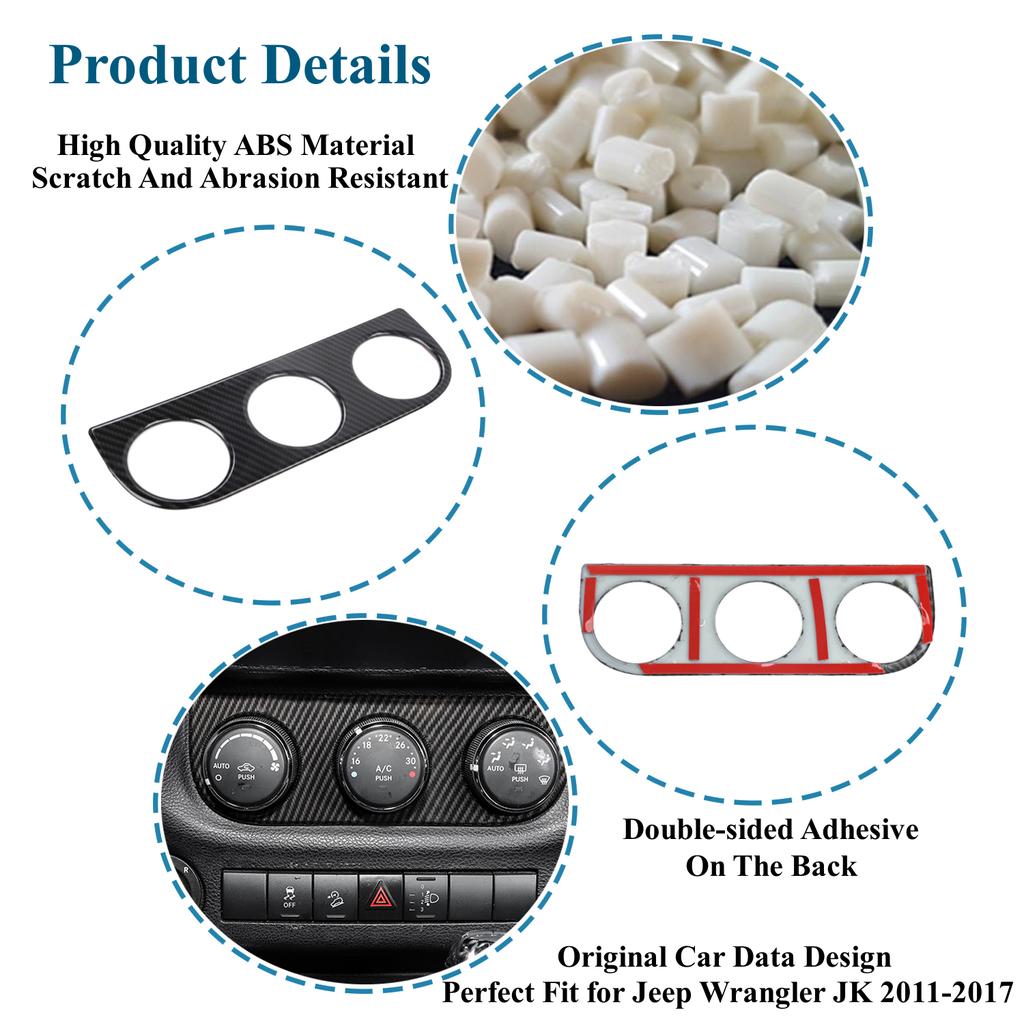 Car Air Condition Adjust Switch Panel Decoration Cover Stickers for Jeep Wrangler JK 2011-2017 Interior Mouldings