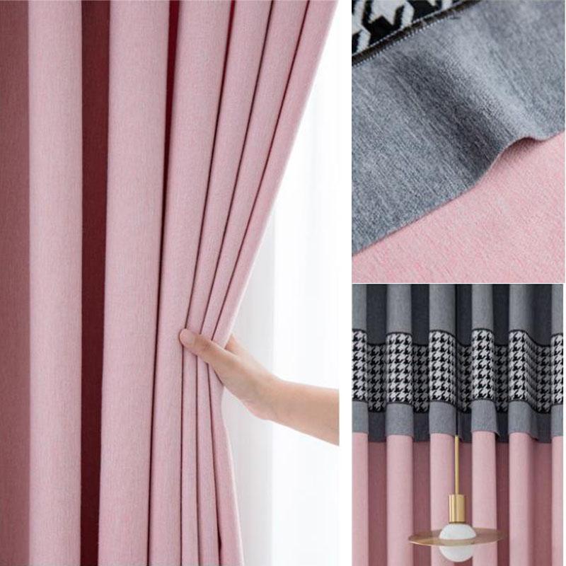 Шторы «гусиные лапки» для спальни, затемняющие гостиную, двойные открытые домашние эркеры, сплошной цвет, карниз для штор