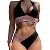 2Pcs/Set Women Summer Bikini Set Halter Backless Bra High Waist Swimming Trunks