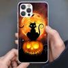 Halloween Happy Holiday Cat Pumpkin Phone Case For Apple iPhone 16 15 14 13 12 11 Pro Max Mini XS XR X 7 Plus 8 + SE Soft Silico