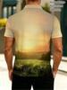 Men's Outdoor Polo Shirt, Mixed Color, Multiple Specifications Available, Polyester Material, Stylized Horses Print, Suitable for Hiking & Outdoor