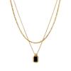 Vintage Black Agate Double Layer Necklace Women Luxury White Mother Of Pearl Choker