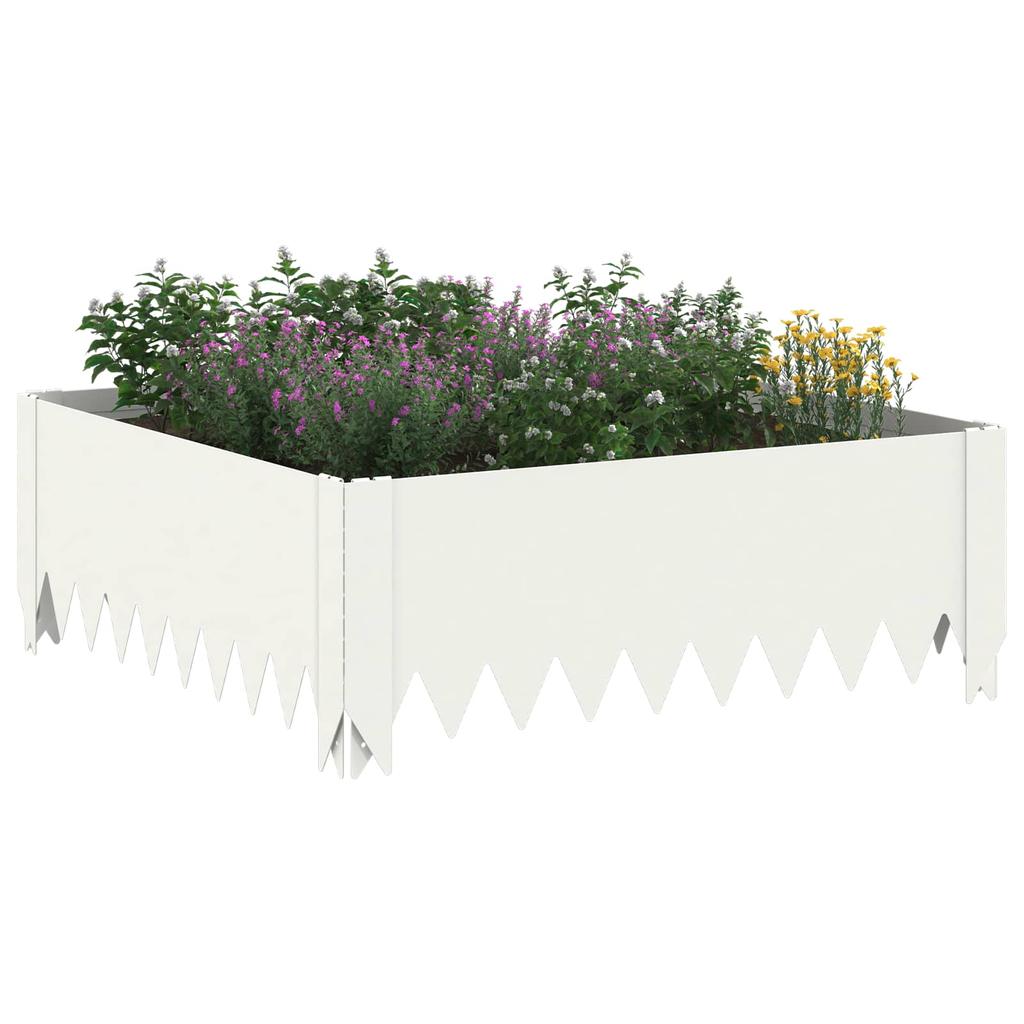 Lawn Edging 4 pcs. 60 x 60 x 20 cm Steel White