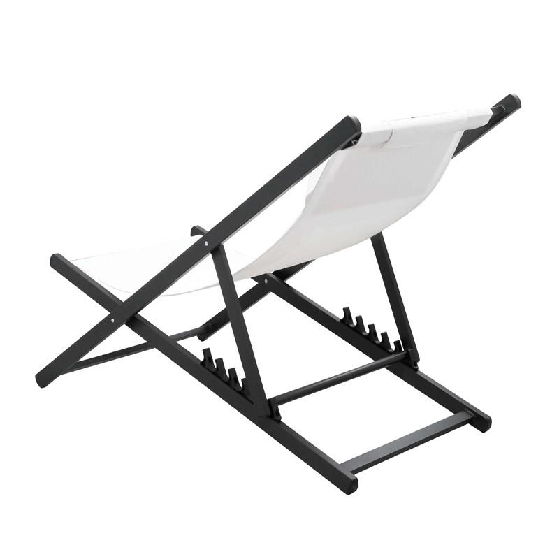 Chili2 Складной алюминиевый шезлонг с откидной спинкой Белый + темно-серый