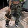 Женские брюки карго с камуфляжным принтом, с высокой посадкой, широкие штанины, мешковатые