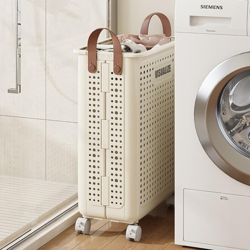 Foldable Laundry Hamper With Wheels Storage Basket Bathroom Bedroom Room Organizing