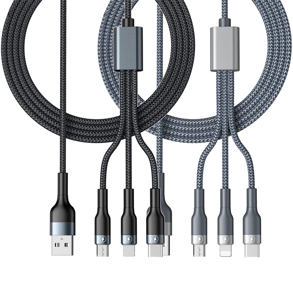 3-в-1 USB-кабель Кабель для быстрой зарядки Мультизарядный шнур USB-адаптер Плетеный провод Для мобильного телефона Планшета Ноутбука